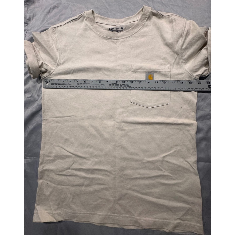 Carhartt Rosie the Riveter Pocket T-Shirt Cream Loose Fit Small S Womens Graphic - Picture 5 of 7